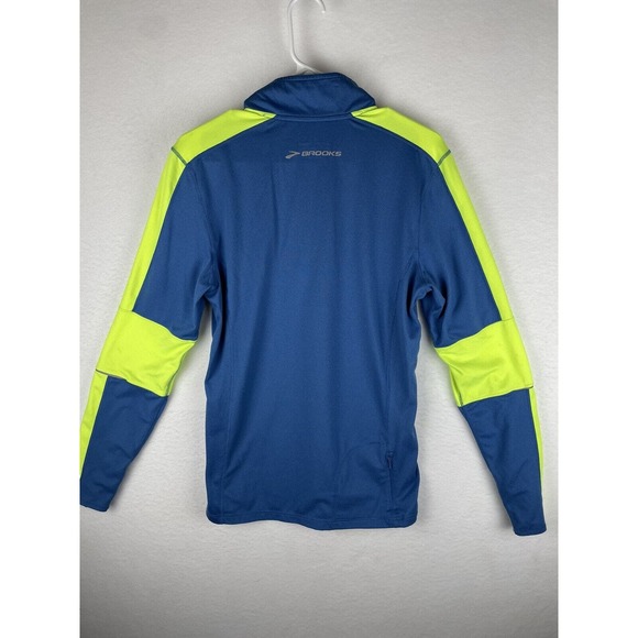 Brooks 1/4 Zip Running Men’s Size Small Neon Blue And Yellow. - Picture 3 of 4